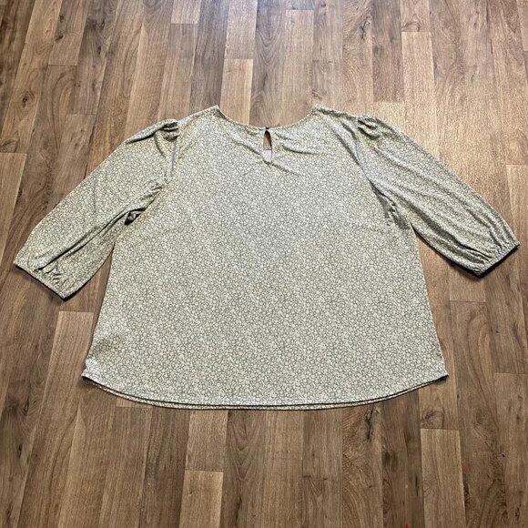 Adrianna Papell Green Floral Blouse Size 2X - Picture 3 of 7